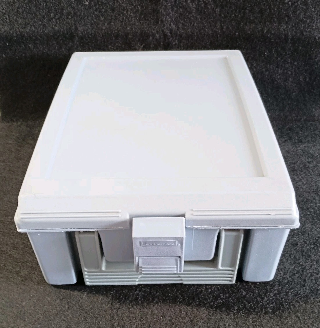 Rubbermaid Blue 1980's Check Space File Box With Adjustable Divider