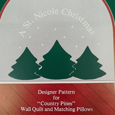 1984 St. Nicole Christmas 'Country Pines' Quilt & Pillow Pattern Booklet VTG Set