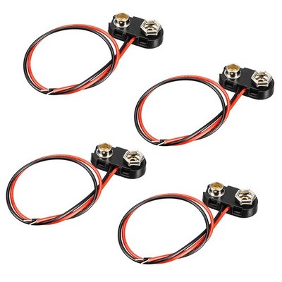 4pcs DC 9V Battery Clip T-Type Buckle Connector Lead Wire 10cm Long