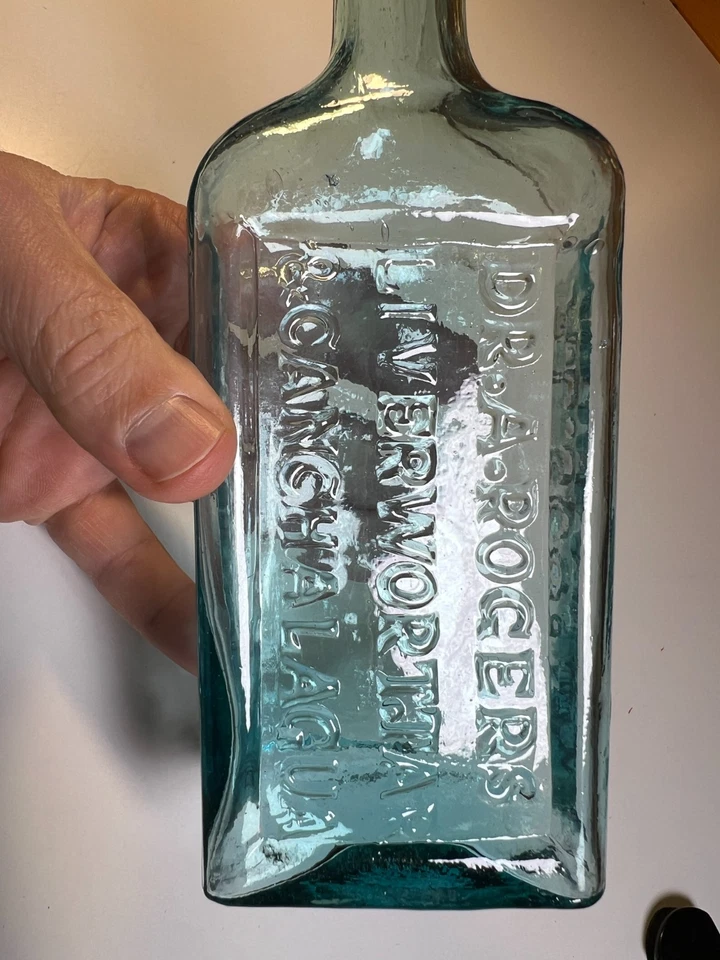 Garrafa antiga Dr Roger's Rogers Liverwort & Tar aplicada topo CINCINNATI OHIO - Imagem 3 de 4