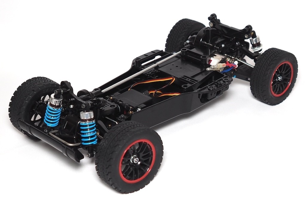 Tamiya TA01 1/10 RC truck racing chassis with servo and motor