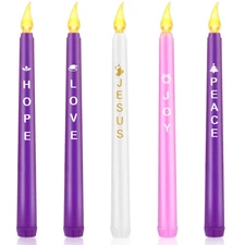 Fovths 5 Pack LED Advent Candles With Words Hope Peace Love Joy Jesus - Flame...