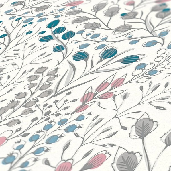 Tapete Vliestapete Floral 10,05 M X 0,53 M A.S. CréAtion 388472 Weiß Rosa Blau-image