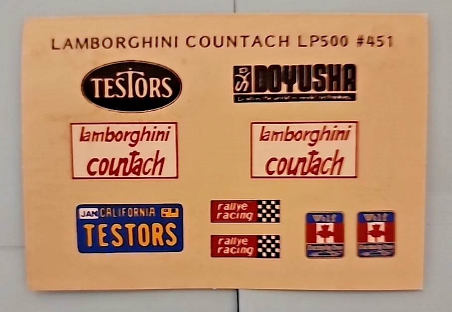 Testors Lamborghini Countach LP 500S 1:12 No Box # 451 Limited Edition Complete - Image 3 of 4