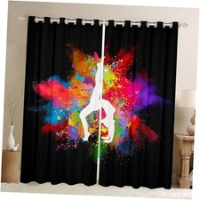 Gymnastics Dance Curtains,Rainbow Watercolor 42"W x 63"L Pack of 2 Wws1172