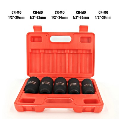 30mm 32mm 34mm 35mm 36mm Deep Impact Steckschlüsselsatz 1/2'' Antrieb 12 Punkt Nabenmutter 5tlg