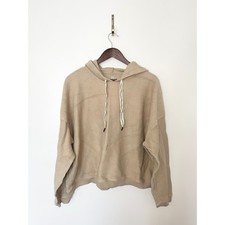 Aerie Ribbed Corduroy Hoodie Sweatshirt Tan Beige Oversized Pullover  XXL