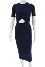 Nasty Gal Womens Ribbed Cut Out Maxi Dress Navy Blue Size Extra Extra Small