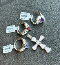 4 Piece 925 Sterling Silver Jewelry Lot Pendant & Ring Set NOT SCRAP 17.2 Grams