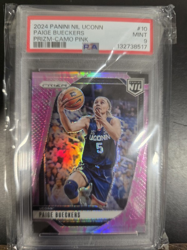 2024 PANINI NIL UCONN PRIZM CAMO PINK #10 PAIGE BUECKERS PSA 9