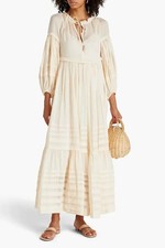 NWT 1050 Zimmermann designer cream/ivory maxi dress S babydoll off white New