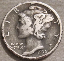 SELLING AS SHOWN - 1936 P MERCURY DIME *** 90% SILVER *** 752