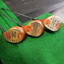 MacGregor Eye-O-Matic T 945 Oil Hardened Persimmon 1,3,5 Woods Steel Shaft RH