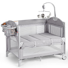 Baby Bassinets Bedside Sleeper, 4 in 1 Portable Bedside Crib W/Mattress, Diaper