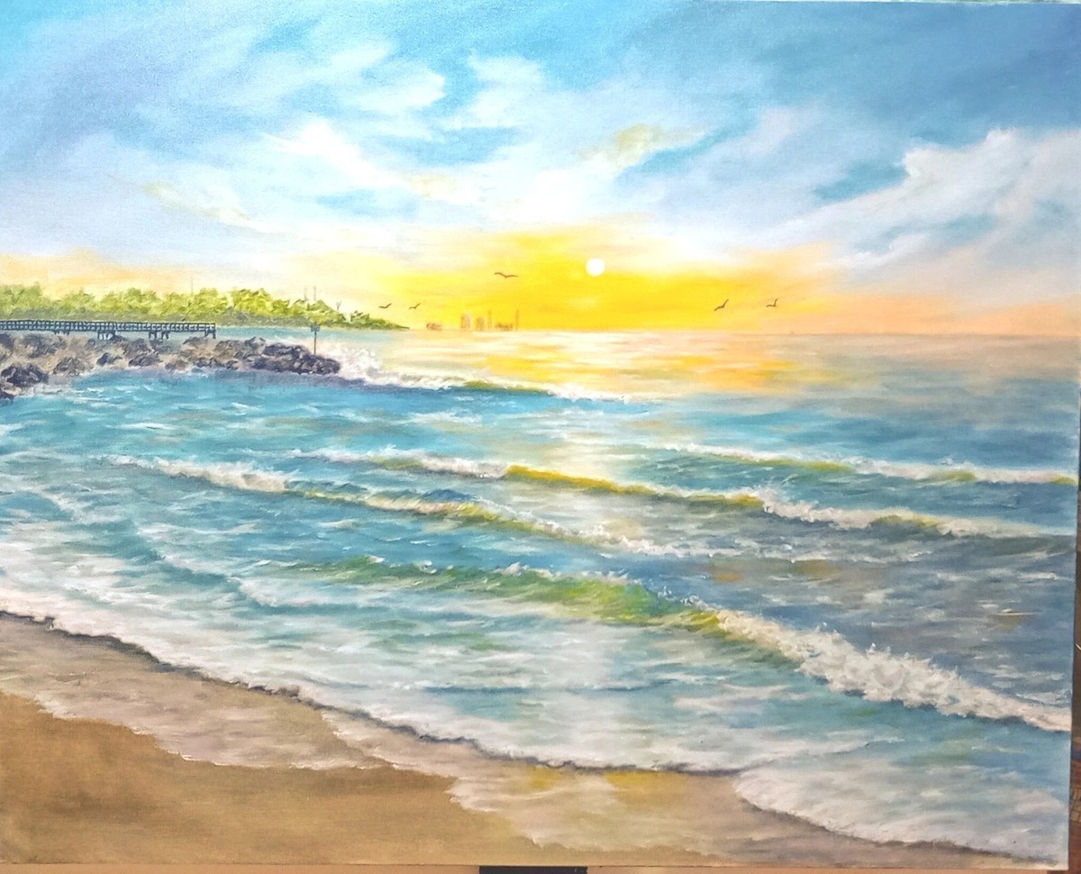 【F50号】sunday park サンデーパーク原画 oil painting Art 30