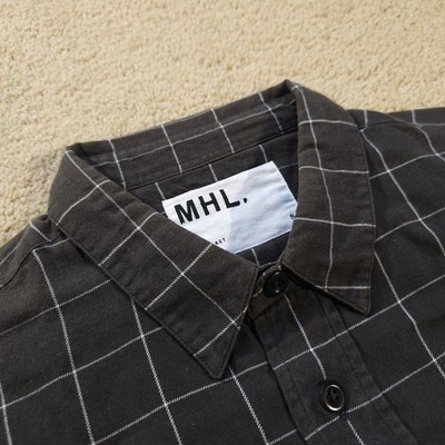 MHL Margaret Howell Made in Japan Grid Check Flannel Shirt Dark