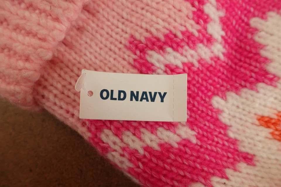 Gorro gorro Old Navy para mujer talla única rosa blanco isla justa pompón ropa de invierno nuevo con etiquetas Foto 4 de 4