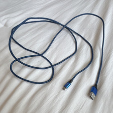 Blue Braided USB Type A to Micro USB Cable 1:1 Universal Less Than 10ft