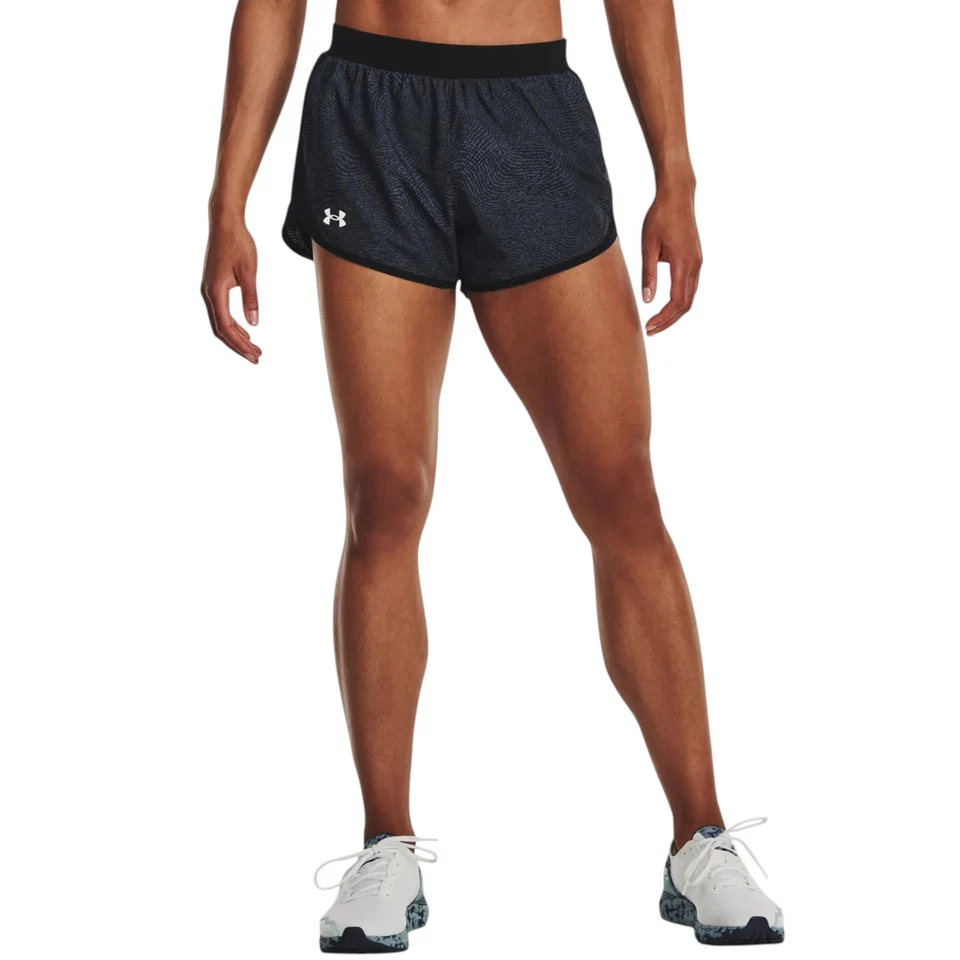 Womens Under Armour Black Fly-By 2.0 Printed Shorts