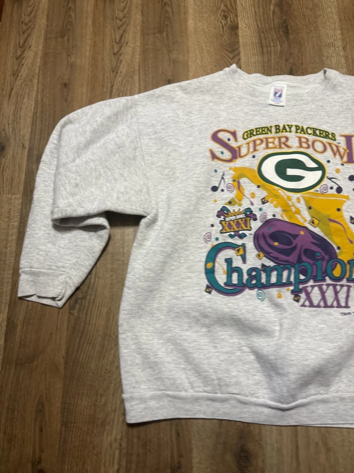 Vintage LOGO 7 Sweater Men's Large Green Bay Packers Super Bowl Champions XXXL - Image 3 of 4