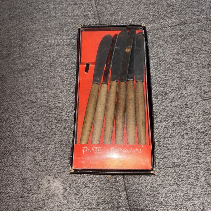 Vintage Party Spreaders Stainless Steel Hardwood Handles 