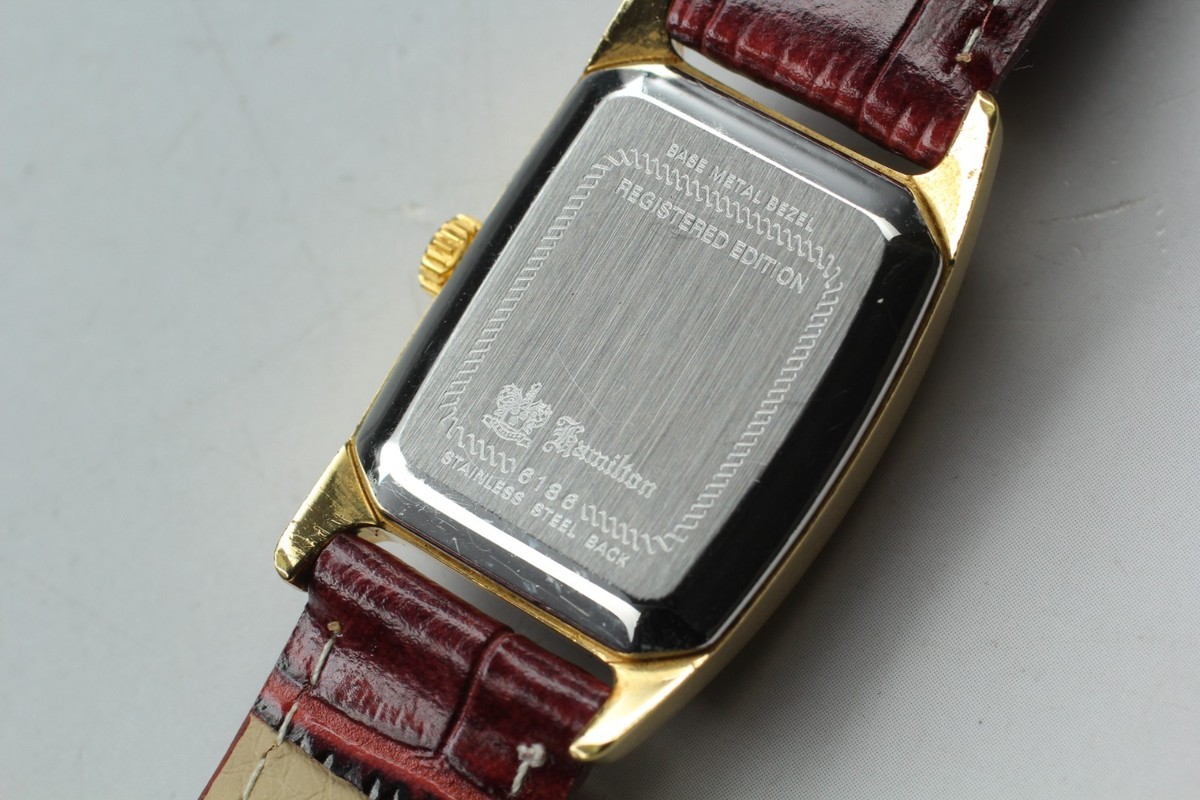 Vintage HAMILTON Bolton 6186 23mm Gold Rectangle Quartz Unisex