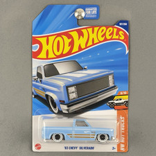 Hot Wheels '83 Chevy Silverado Baby Blue with Whitewall Tires Square Body
