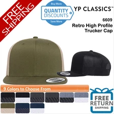 🔥 YP Classics Retro High Profile Trucker Cap Hat six-panel, high-profile 6609