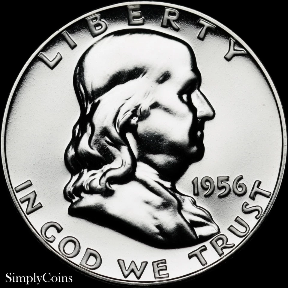 1956 DDR Franklin Half Dollar GEM Proof Uncirculated DOUBLED DIE REVERSE - Image 4 of 4