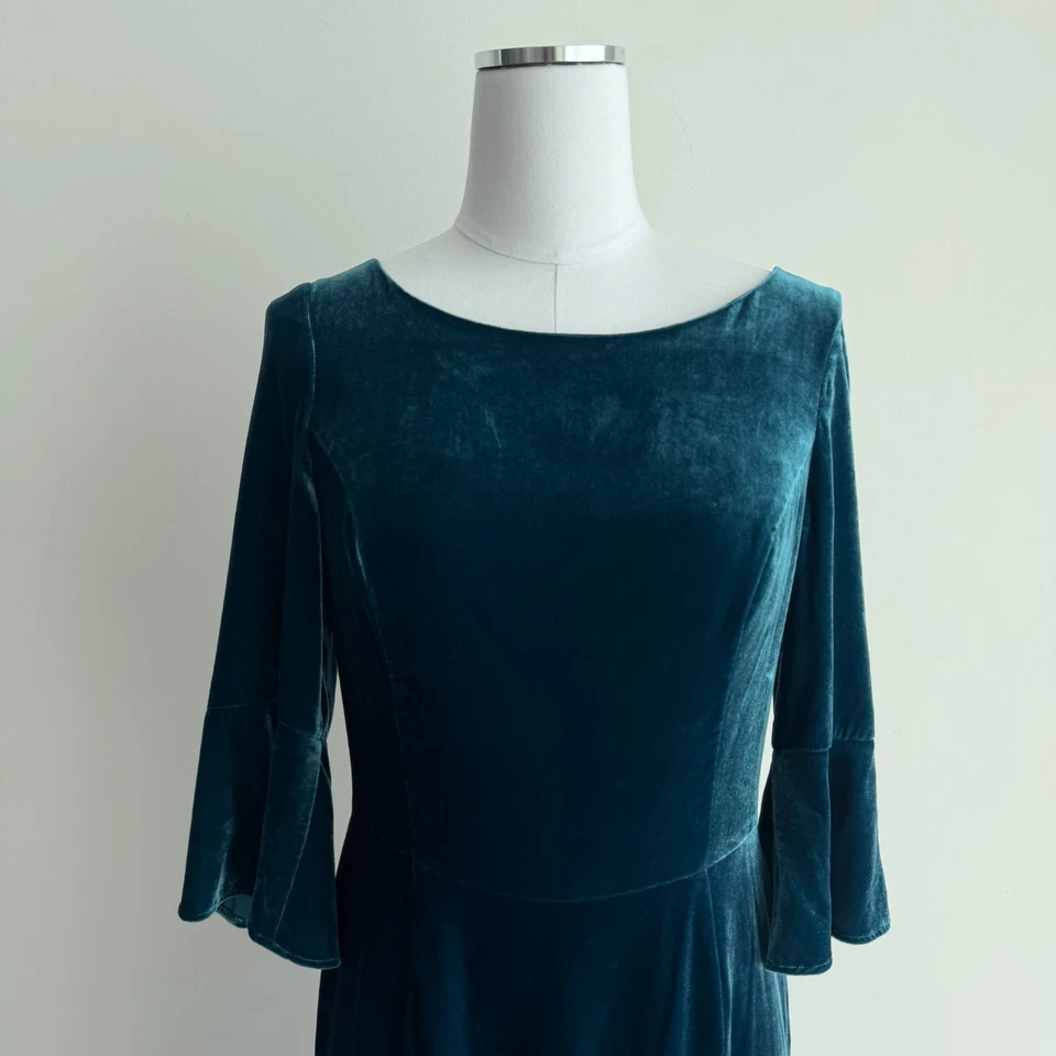 Boden платье 4R синий бархат бирюзовый трепетать рукав шелковая смесь шикарный старые деньги шик - Изображение 2 из 4