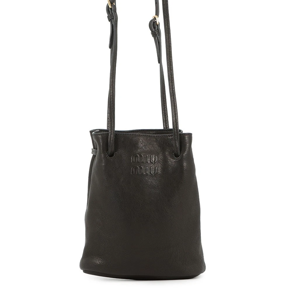 Miu Miu — MIUMIU Logo Shoulder Pouch Nappa Leather Black 5NF460_AEFX_F0002