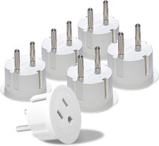 OREI American USA To European Plug Adapter   Type E/F Schuko 6 Pack, White