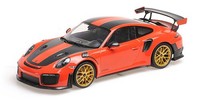 Minichamps 155068305 Porsche 911 991.2 GT2 Rs 2018 Orange / Golden Wheels 1:18 .