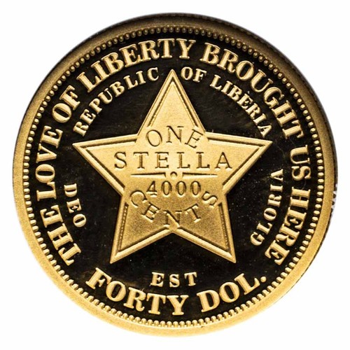 2002 Liberia Proof Gold 40 Dollars Stella PF-69 NGC (Flowin Hair) - Picture 3 of 3