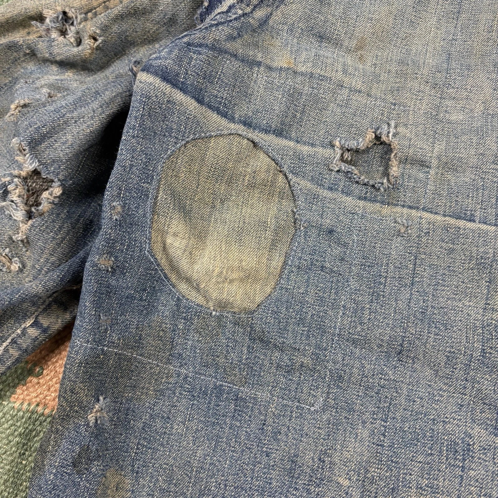 Vintage 1930s WW2 Faded Distressed Thrashed Lined Chore Jacket Workwear XL image 13