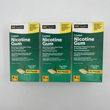 3 DG Health Coated Nicotine Gum 4mg Cool Mint - 40 Pieces Per Box Exp 05/2027