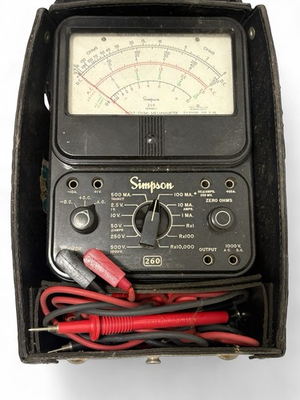 #ad VTG Simpson 260 Series 6 Analog Dial Multimeter with Leads amp; Case Untested $50.00