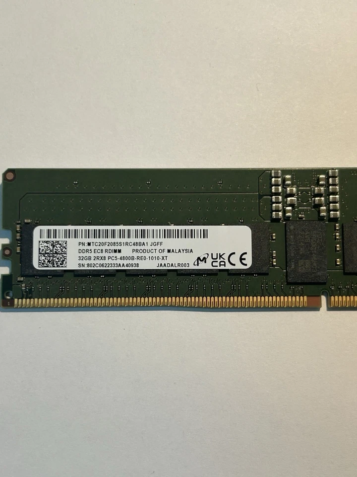 Micron MTC20F2085S1RC48BA1 32GB 2Rx8 PC5-4800B EC8 RDIMM Server RAM - Image 2 of 4