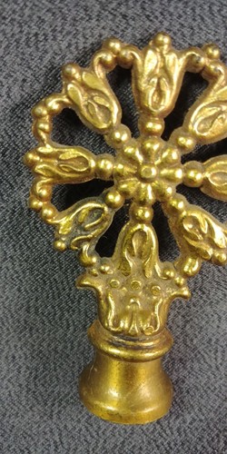 1920s Art Deco Cast Brass Table Lamp Finial Japan Porcelain Open Flower Antique - Picture 7 of 10