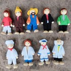 Wooden Dollhouse Doll Set For Miniature Diy Doll House Decor Figure Set