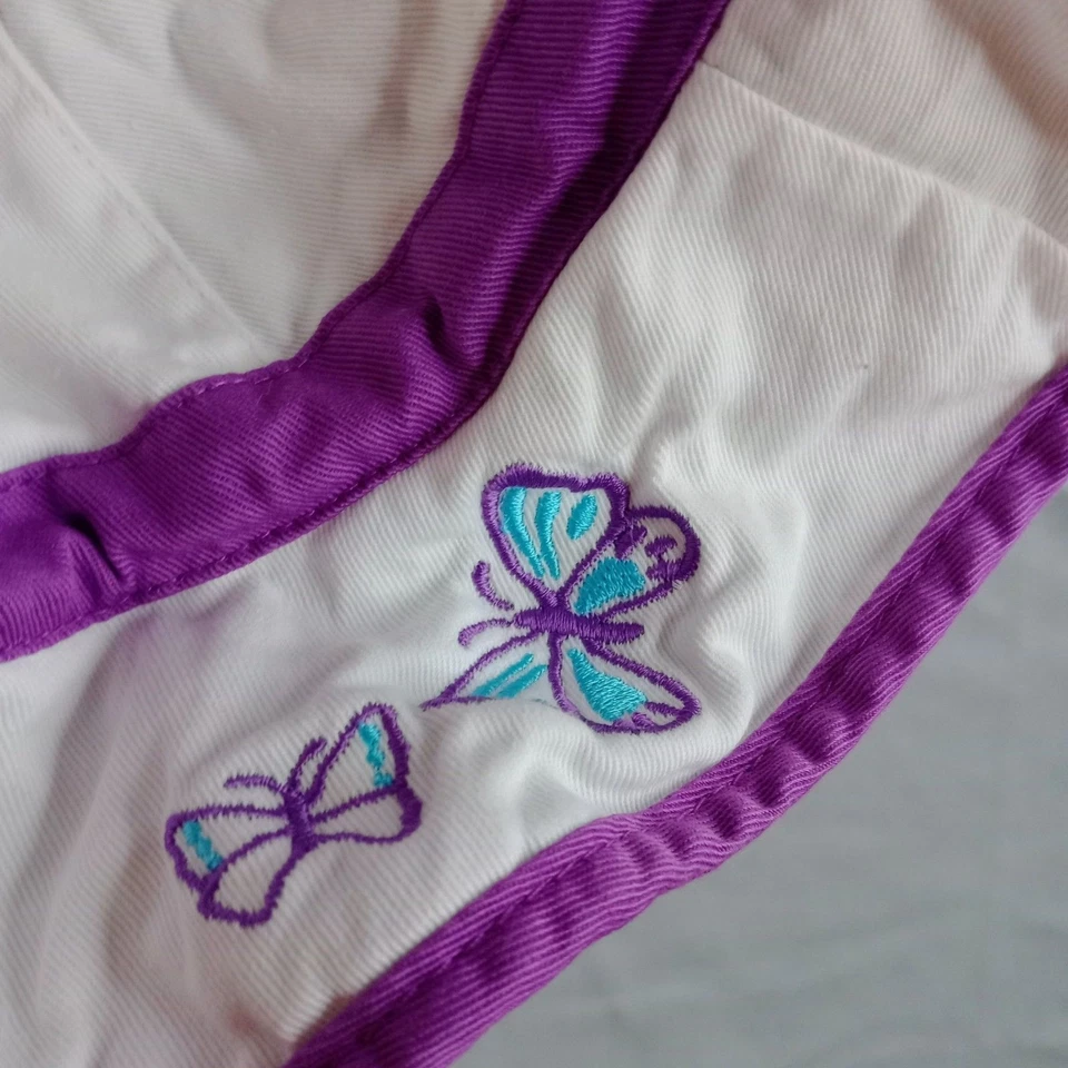 Niñas Algodón Mariposa Púrpura Cubo Sol Sombrero Reversible Bordado Verano Playa Foto 4 de 4