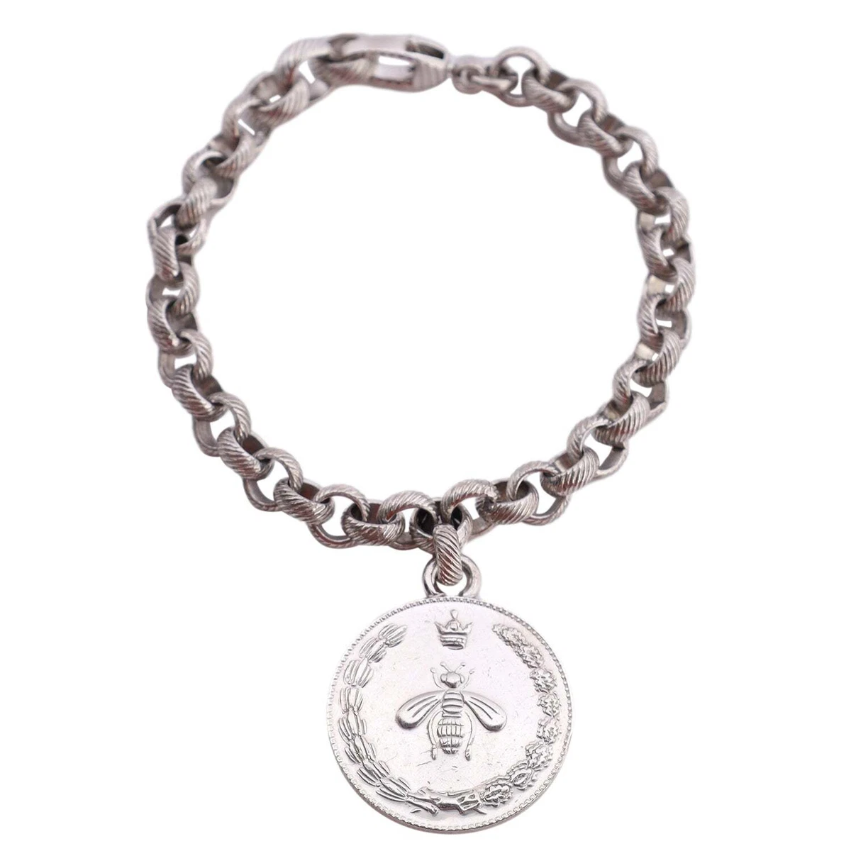 Gucci GG Silver Rolo Link Silver Bracelet Sterling Charm