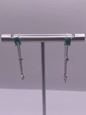 Turquoise Green Gem Stone Tassels Sterling Silver 