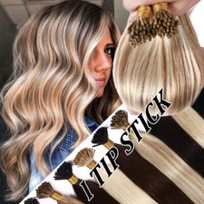 Highlight 100 Remy Human Hair Extensions Pre Bonded I Tip Stick Bead/100Strands