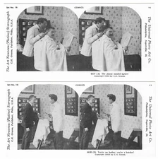 Set of 2, The Absent Minded Barber (Is a Butcher), 1978 Reproduction Stereoview