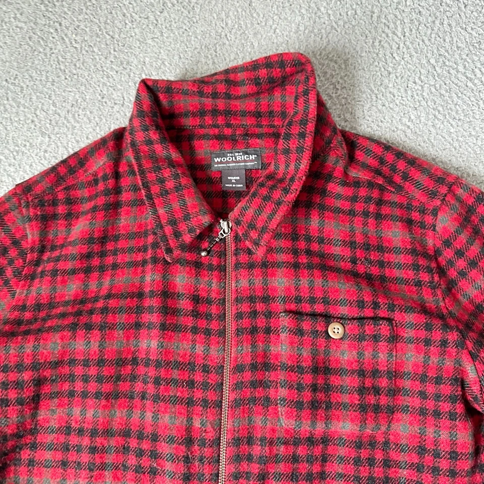 Chaqueta Woolrich Mujer Extra Grande XL Roja Negra Mackinaw Cremallera Completa Damas Foto 2 de 4