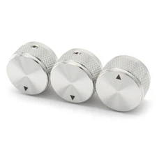 3x Guitar Knob Aluminum Alloy Electronic Control Potentiometer Audio Knob Silver