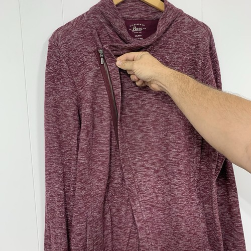 G.H. Bass & Co. size XXL Women’s Burgundy Asymmetrical Zip Knit Cardigan Jacket - Picture 5 of 15