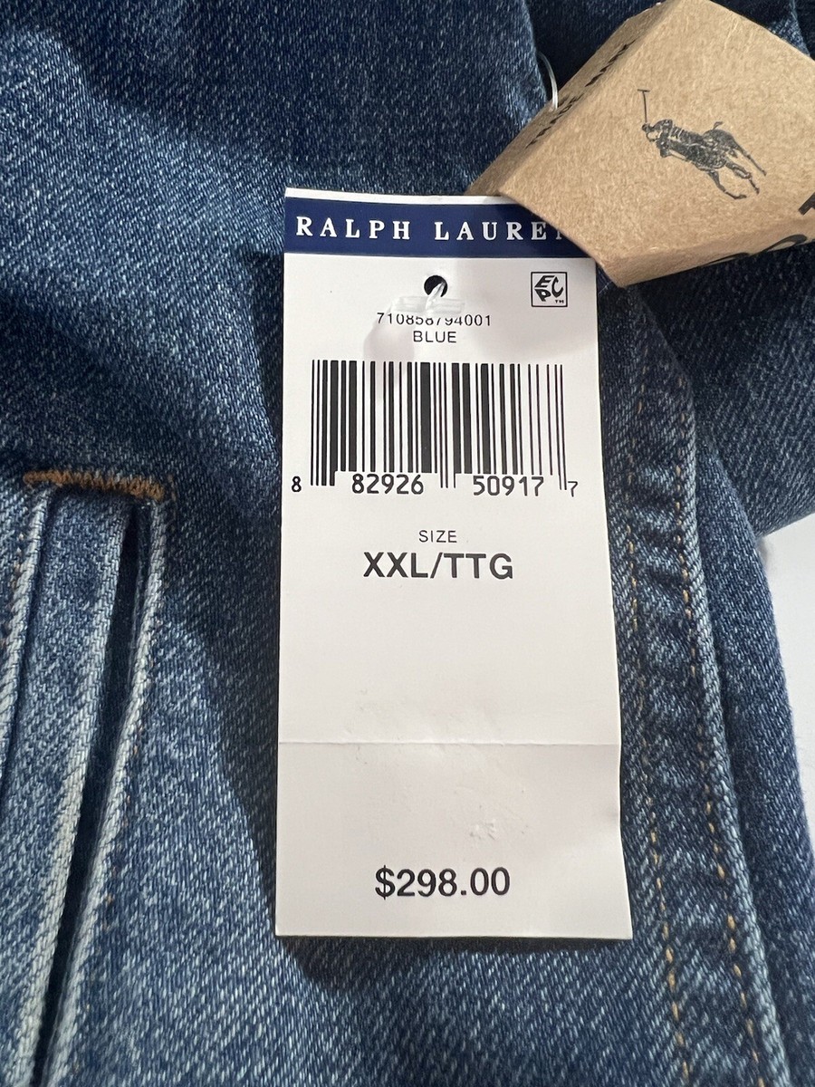 POLO RL RALPH LAUREN ALPINE RACING SKI BEAR TRUCKER BLUE DENIM