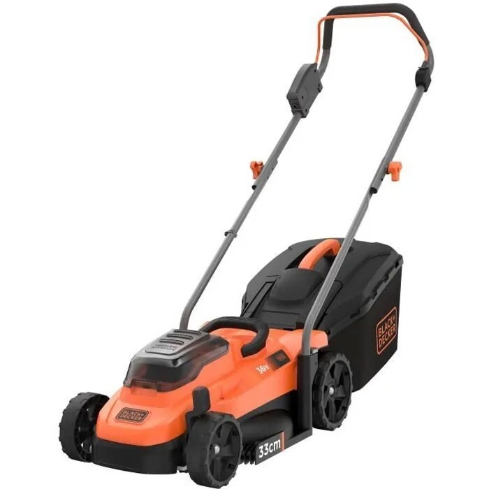 Tagliaerba senza Fili 36V Black+Decker, Ø 33cm, 35L, Battery 2,5Ah Pacciamatura